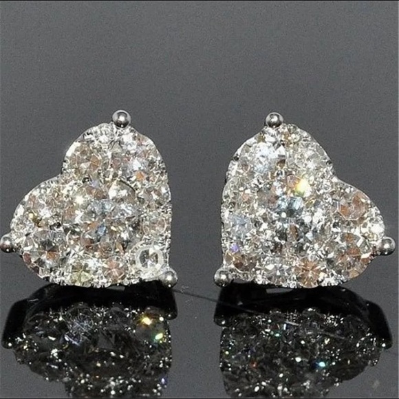 Jewelry - New! Silver CZ Heart Studs